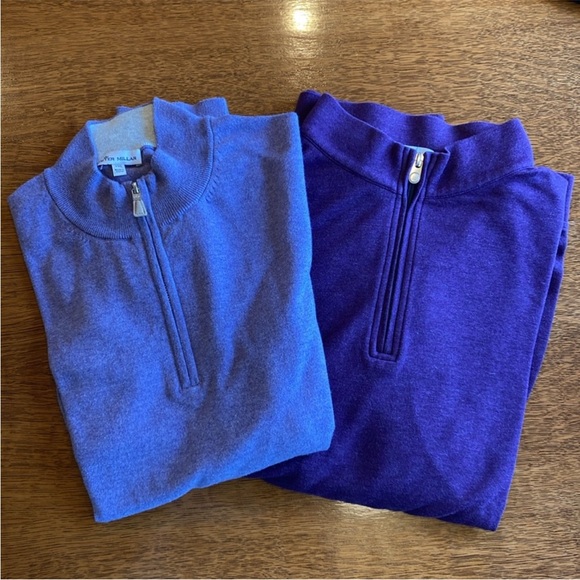 XXL Peter Millar 1/4 Zip Periwinkle Blue Sweater Great Condition Zipper Pull XX - Picture 10 of 16